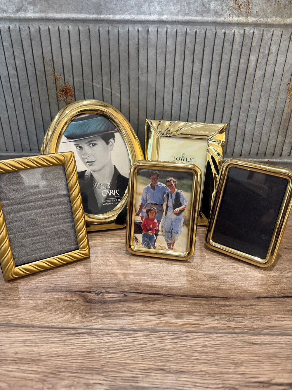Brass Gold Tone Assorted Picture Frame Set
